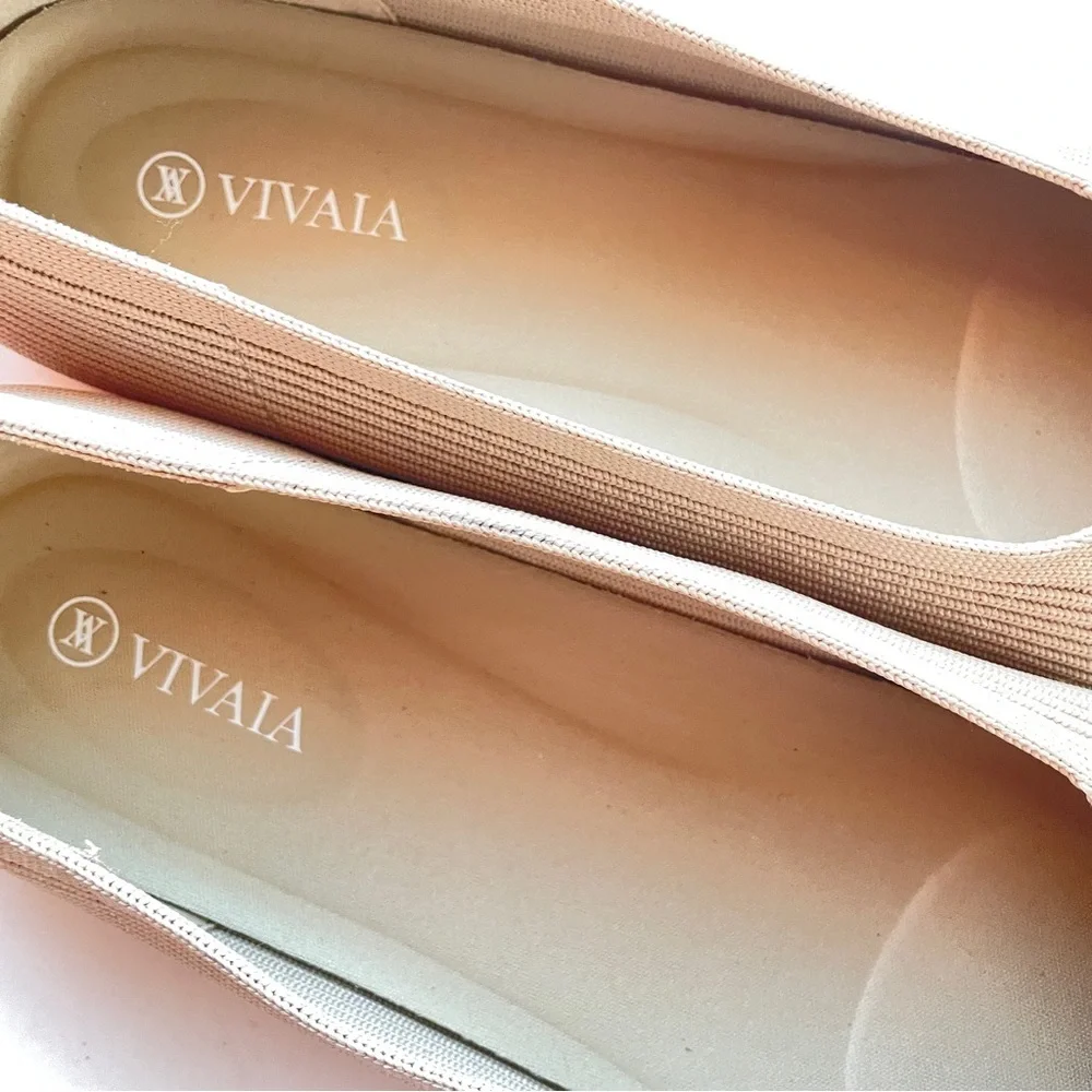 Vivaia NWOB Square-Toe V-Cut Flats Margot 2.0 Beige Almond Breathable 10.5 - Picture 5 of 12